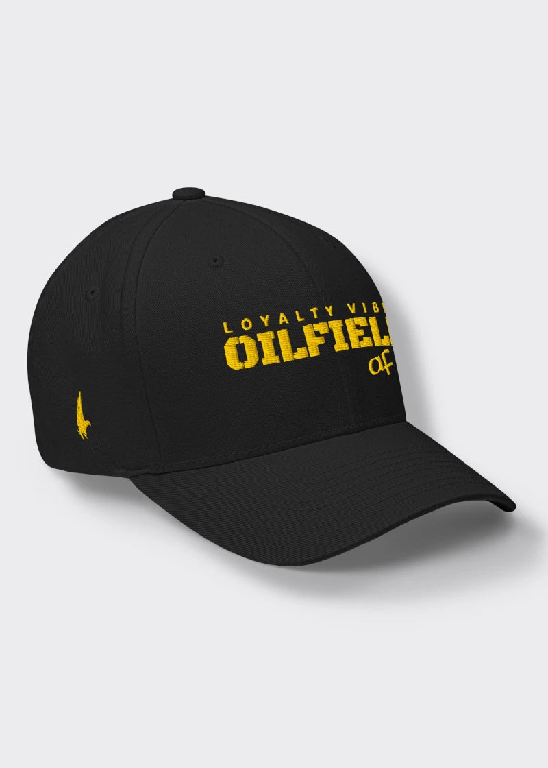 Loyalty Vibes Oilfield AF Fitted Hat Black Gold Loyalty Vibes