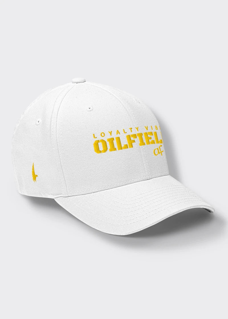 Loyalty Vibes Oilfield AF Fitted Hat White Gold Loyalty Vibes