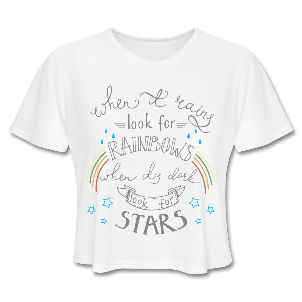 Rainbows And Stars Crop Top White Loyalty Vibes