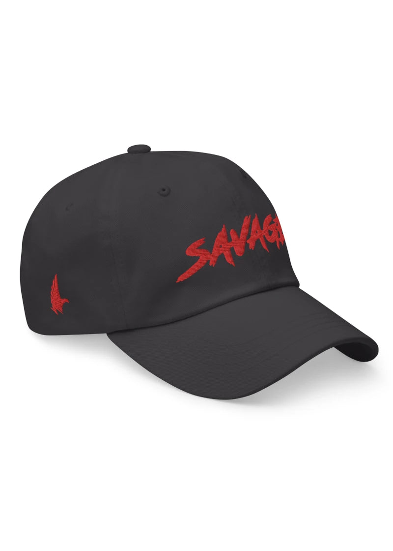 Loyalty Vibes Savage Dad Hat Charcoal Gray Red Adjustable Loyalty Vibes