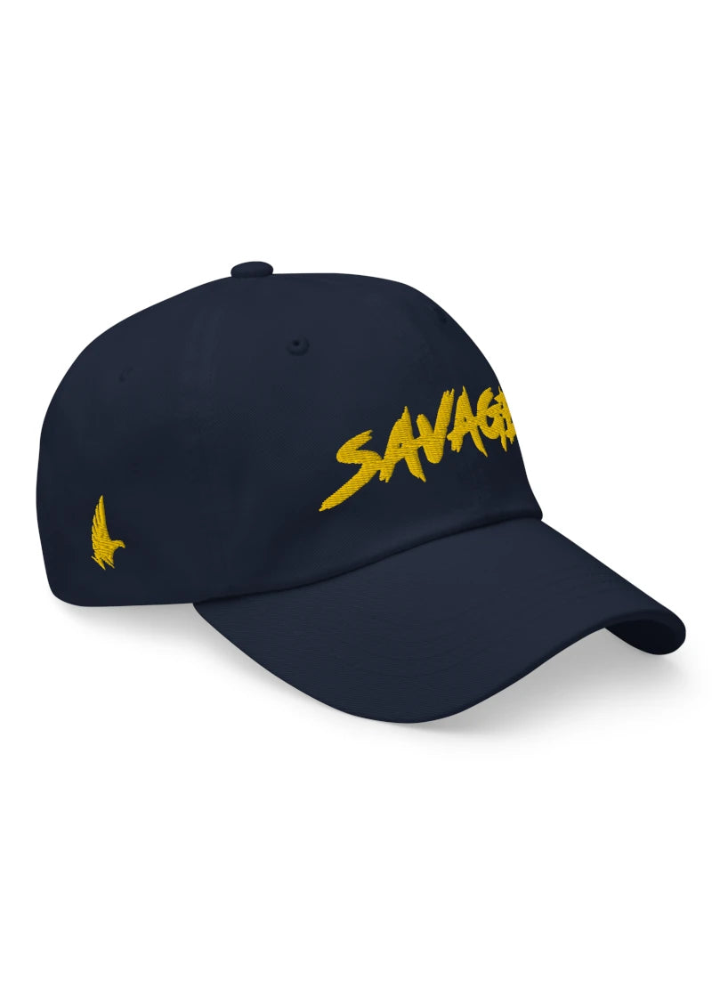 Loyalty Vibes Savage Dad Hat Navy Blue Yellow Adjustable Loyalty Vibes