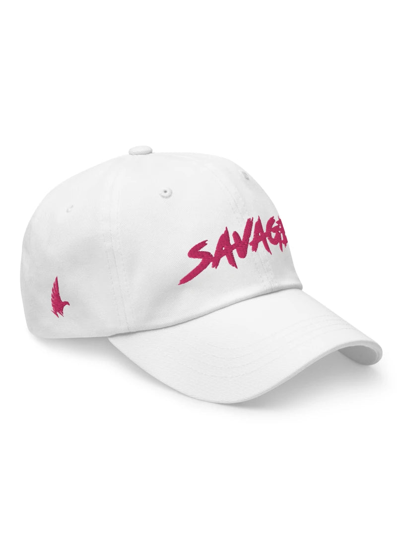 Loyalty Vibes Savage Dad Hat White Pink Adjustable Loyalty Vibes