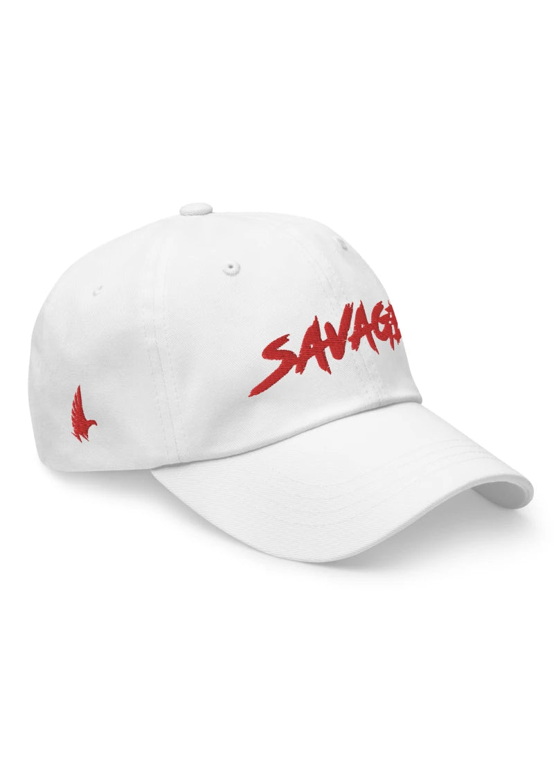 Loyalty Vibes Savage Dad Hat White Red Adjustable Loyalty Vibes