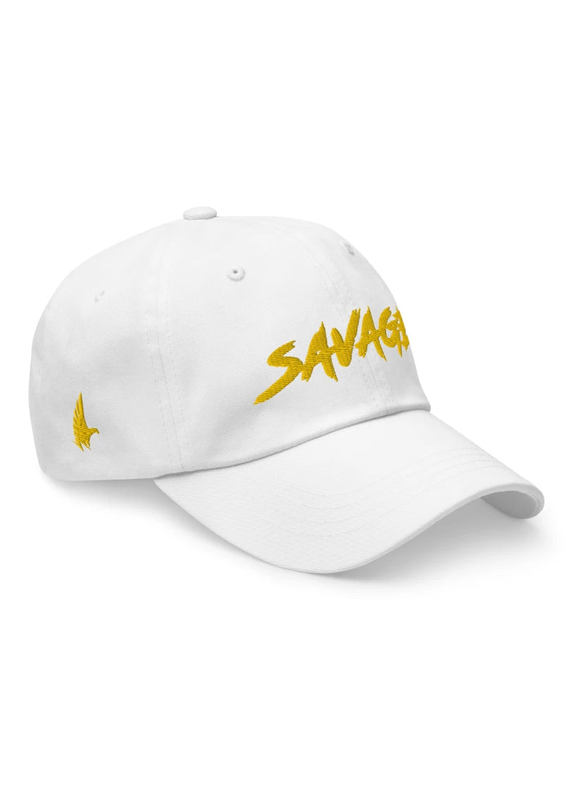 Loyalty Vibes Savage Dad Hat White Yellow Adjustable Loyalty Vibes
