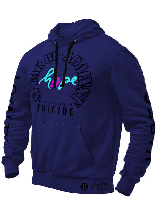 Loyalty Vibes Speak Up Against Suicide Graphic Hoodie Navy Blue Black Loyalty Vibes