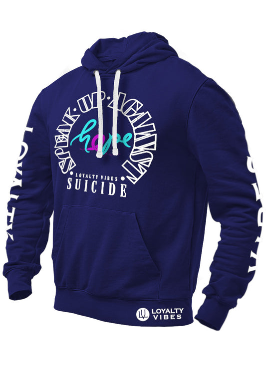 Loyalty Vibes Speak Up Against Suicide Graphic Hoodie Navy Blue Loyalty Vibes