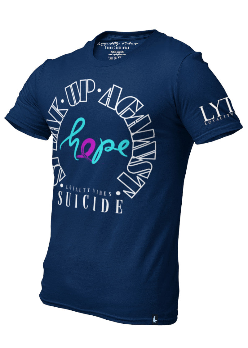 Loyalty Vibes Loyalty Vibes Speak Up Against Suicide T-Shirt Navy Blue
