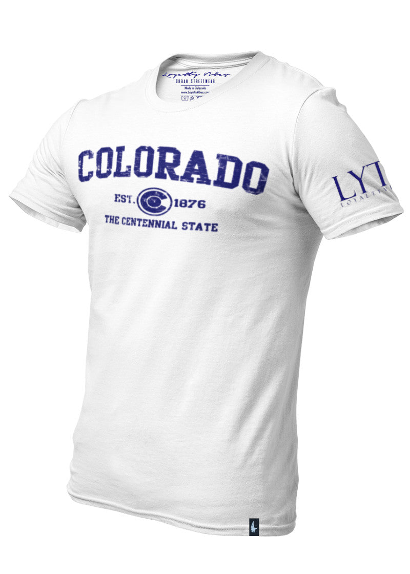 Loyalty Vibes Loyalty Vibes Sportswear Colorado Graphic T-Shirt White Navy Blue