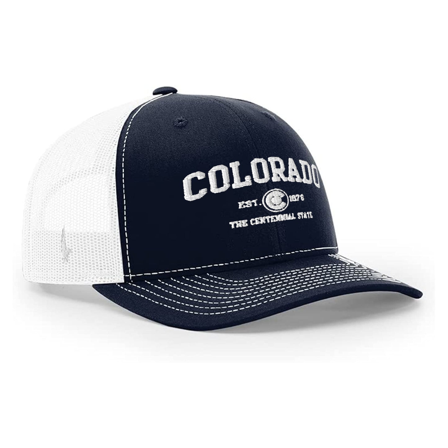 Loyalty Vibes Sportswear Colorado Trucker Hat White Navy Blue OS Loyalty Vibes