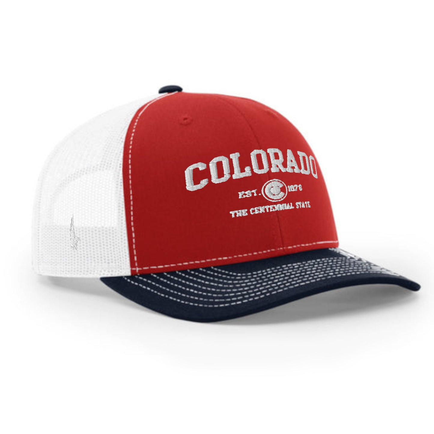 Loyalty Vibes Sportswear Colorado Trucker Hat White Red Navy Blue White OS Loyalty Vibes