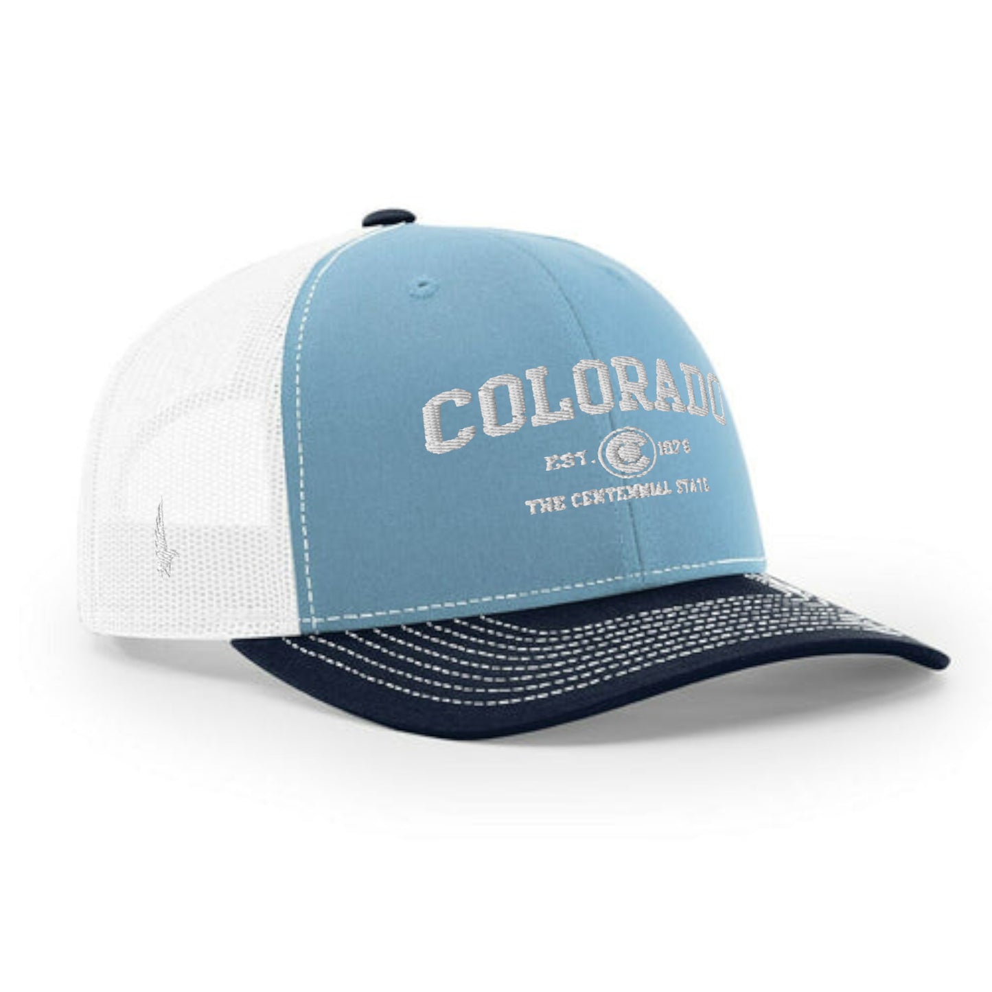 Loyalty Vibes Sportswear Colorado Trucker Hat White Sky Blue Navy Blue OS Loyalty Vibes