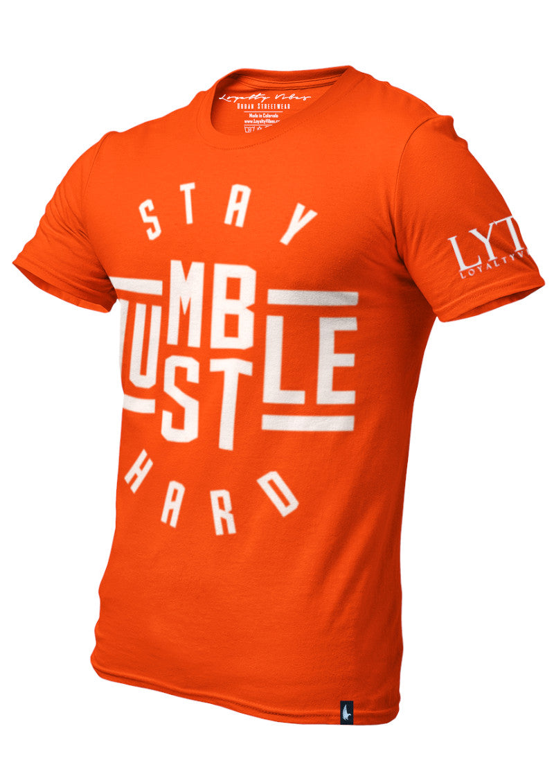 Loyalty Vibes Stay Humble Hustle Hard Graphic Tee Tiger Orange Loyalty Vibes
