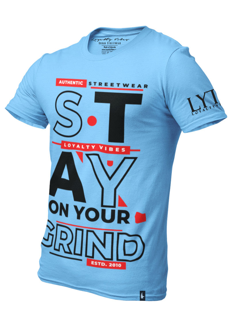 Loyalty Vibes Stay On Your Grind Graphic T-Shirt Baby Blue Red Black Loyalty Vibes