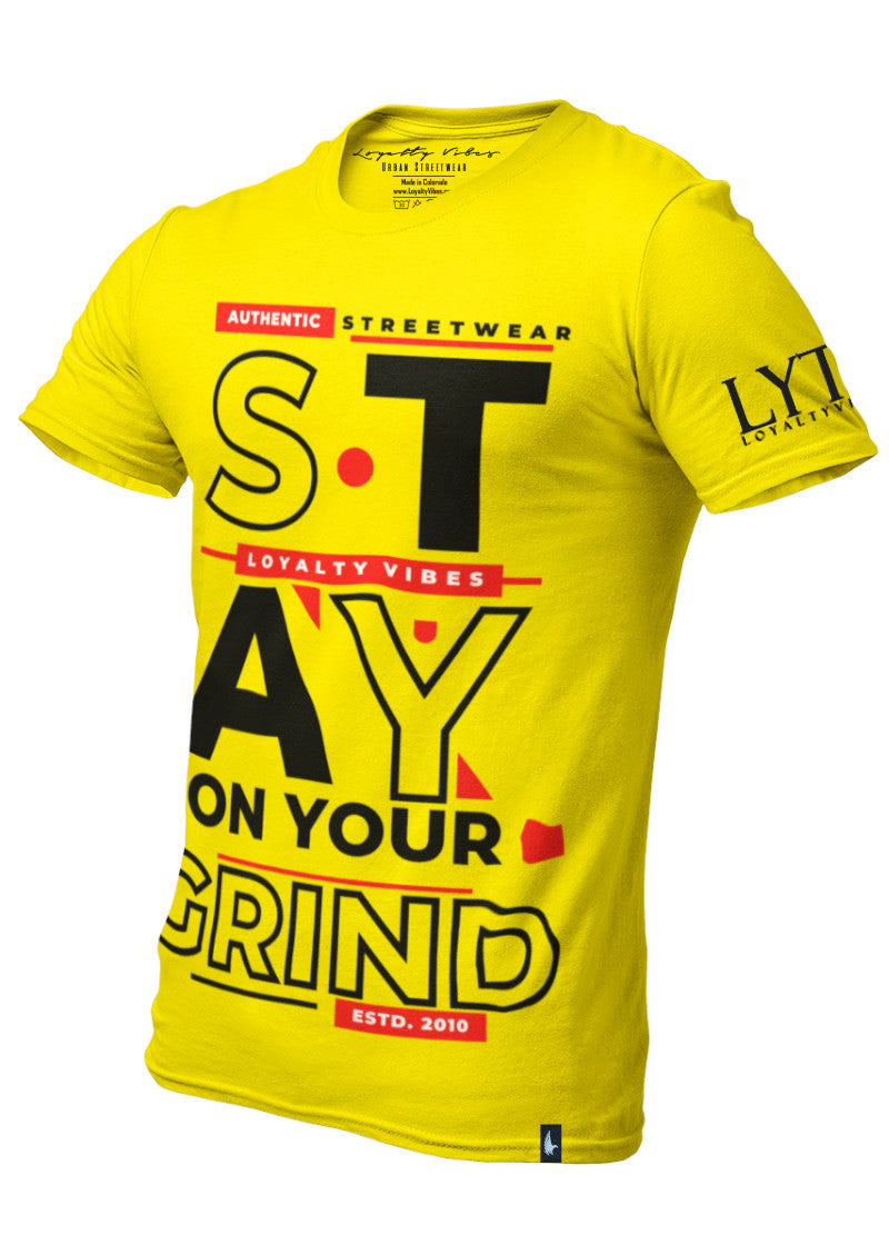 Loyalty Vibes Stay On Your Grind Graphic T-Shirt Yellow Red Black Loyalty Vibes