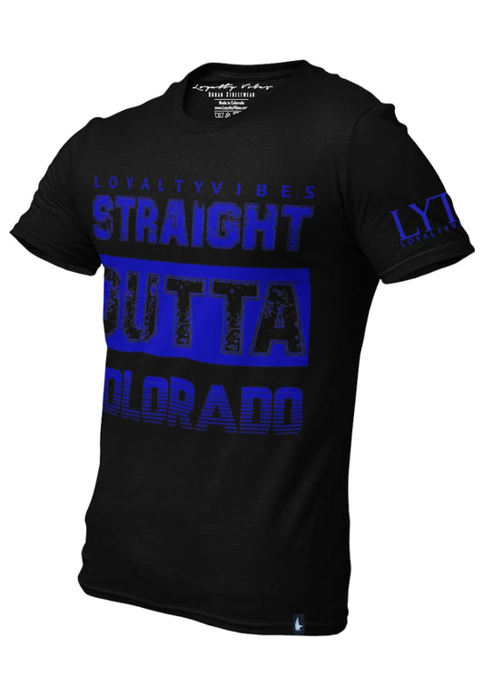 Loyalty Vibes Straight Outta Colorado Streetwear T-Shirt Black Blue Loyalty Vibes