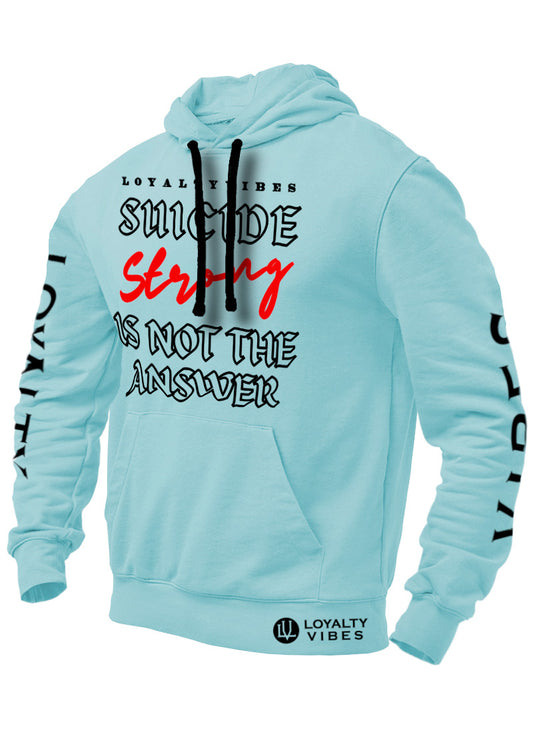 Loyalty Vibes Suicide Strong Graphic Streetwear Hoodie Sky Blue Black Loyalty Vibes