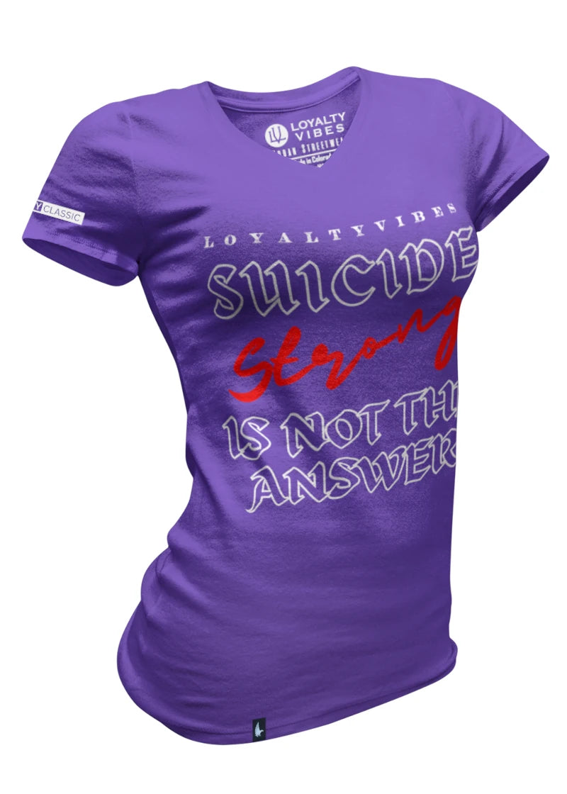 Loyalty Vibes Women's Suicide Strong V-Neck Tee Purple Loyalty Vibes