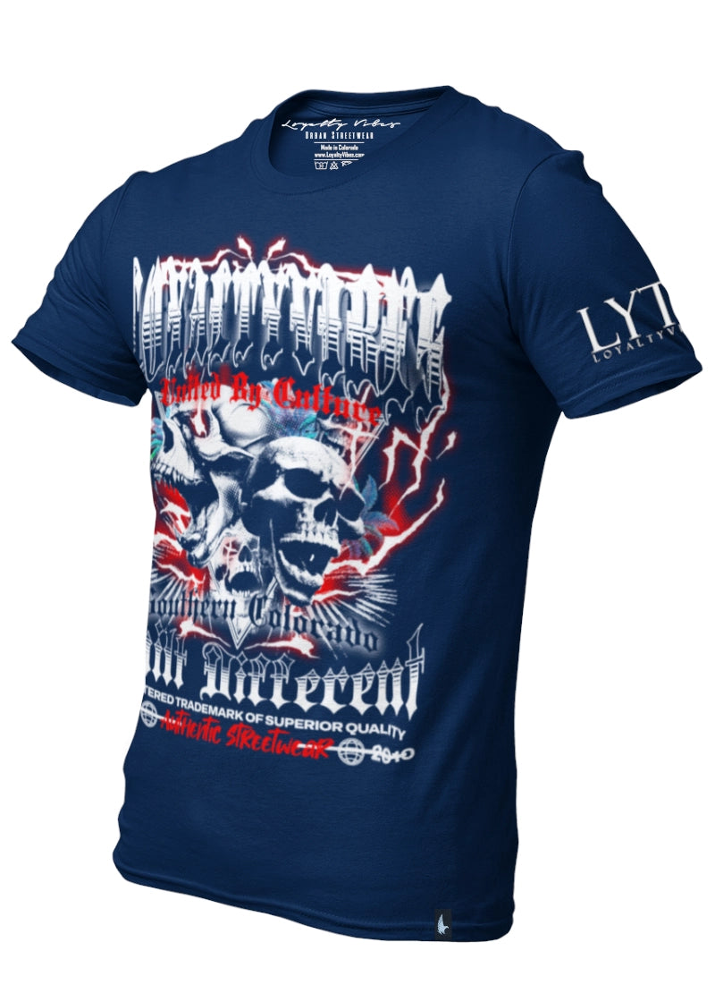 Loyalty Vibes Triple Sins Graphic T-Shirt Navy Blue Loyalty Vibes