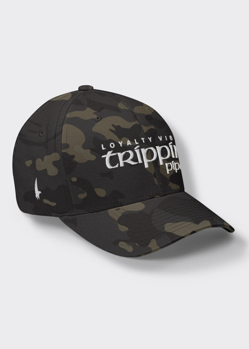 Loyalty Vibes Trippin Pipe Fitted Hat Black Camo Loyalty Vibes