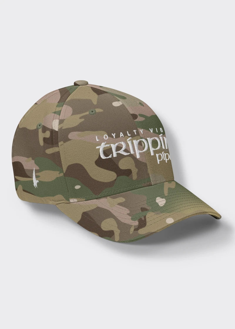 Loyalty Vibes Trippin Pipe Fitted Hat Camo Loyalty Vibes