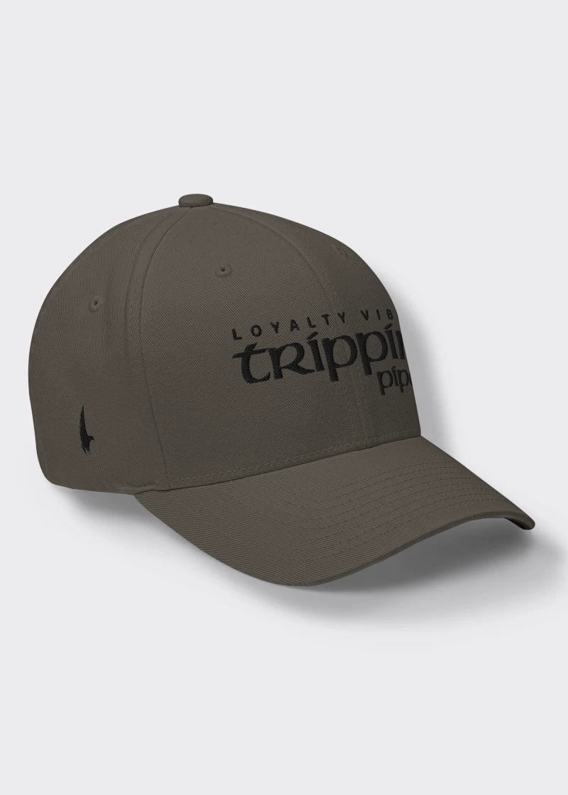 Loyalty Vibes Trippin Pipe Fitted Hat Charcoal Grey Black Loyalty Vibes