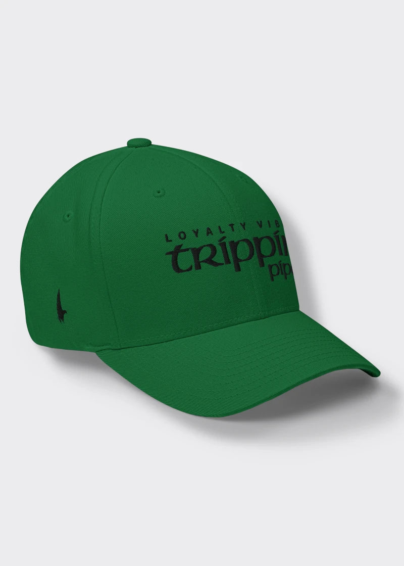 Loyalty Vibes Trippin Pipe Fitted Hat Green Black Loyalty Vibes
