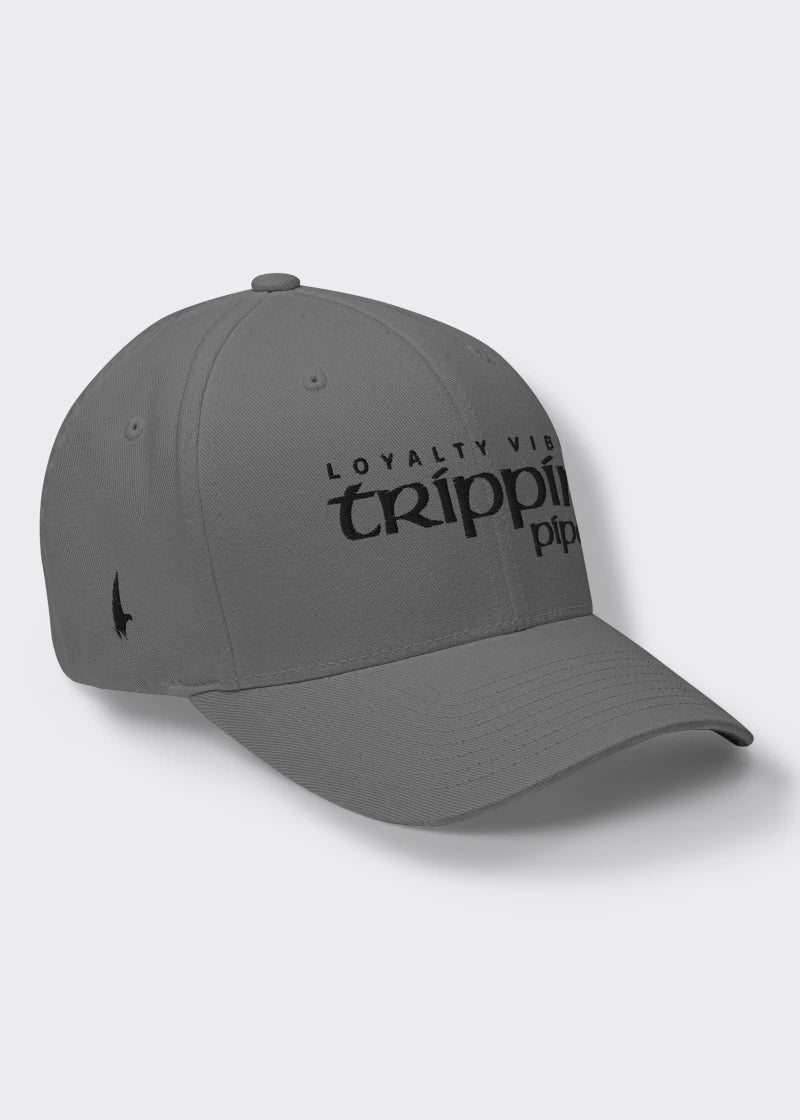 Loyalty Vibes Trippin Pipe Fitted Hat Grey Black Loyalty Vibes