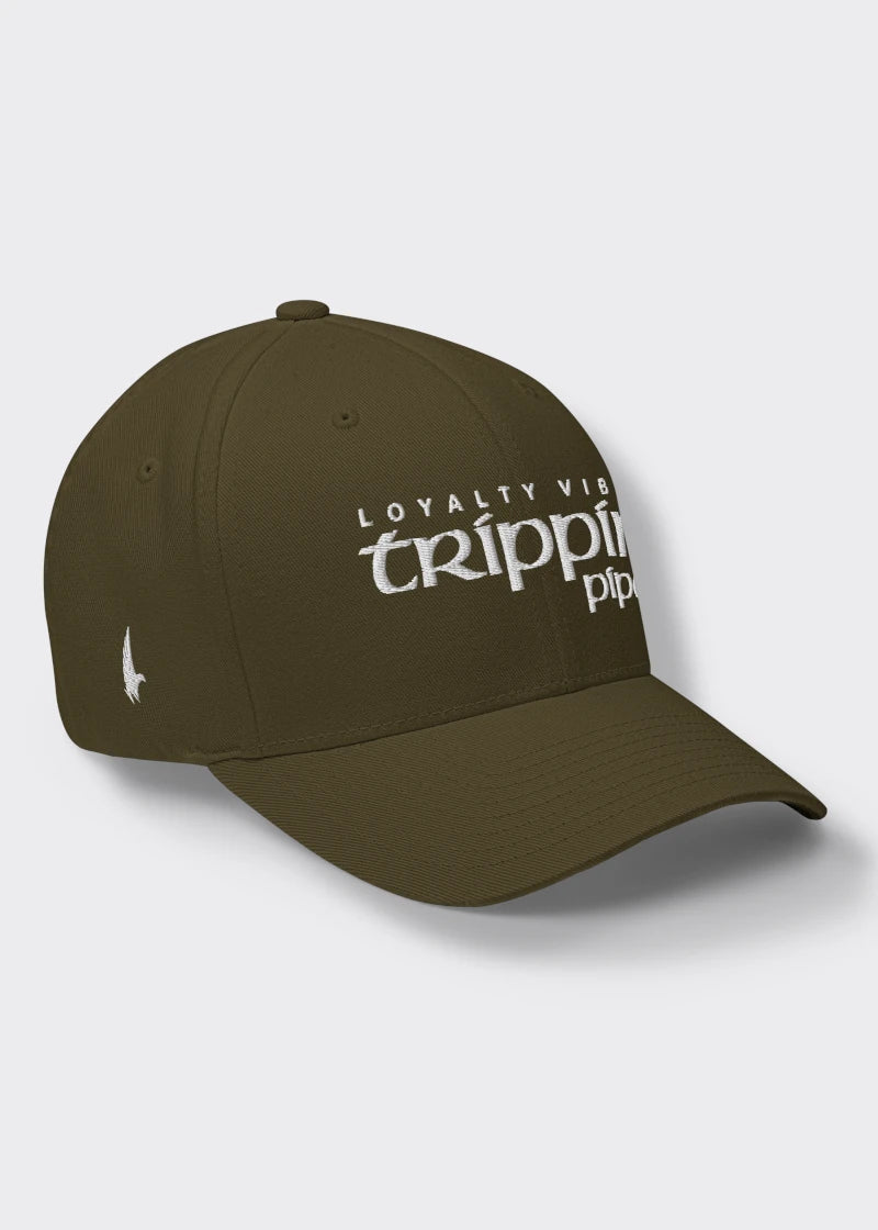 Loyalty Vibes Trippin Pipe Fitted Hat Military Green Loyalty Vibes