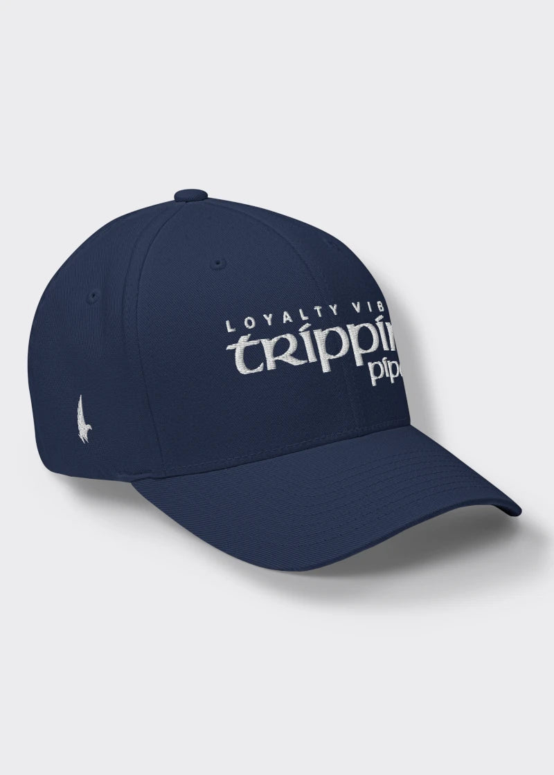 Loyalty Vibes Trippin Pipe Fitted Hat Navy Blue Loyalty Vibes
