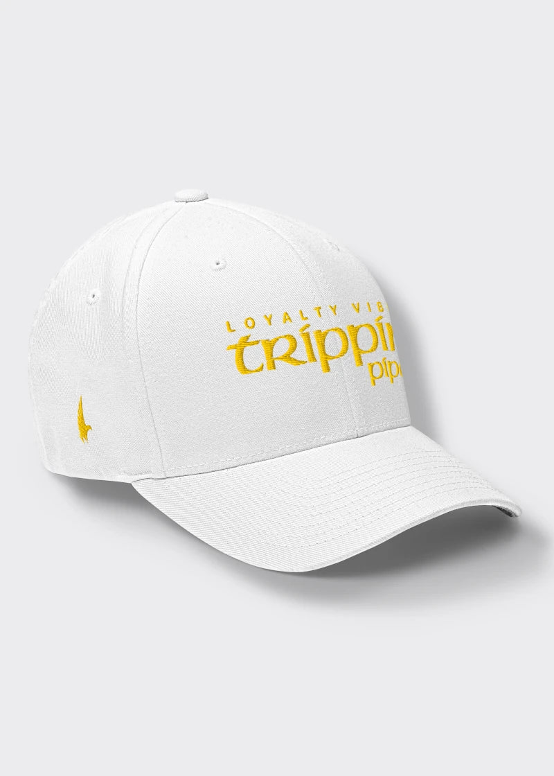 Loyalty Vibes Trippin Pipe Fitted Hat White Gold Loyalty Vibes