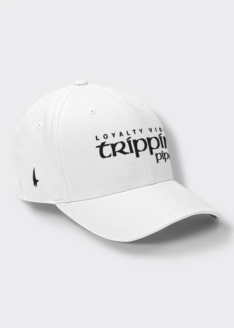 Loyalty Vibes Trippin Pipe Fitted Hat White Loyalty Vibes