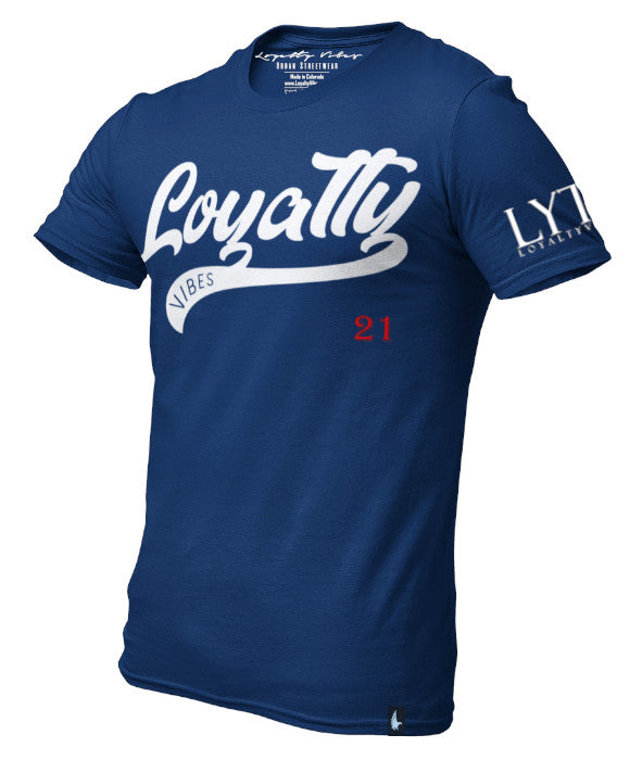 Loyalty Vibes Varsity 21 Loyalty T-Shirt Navy Blue Loyalty Vibes