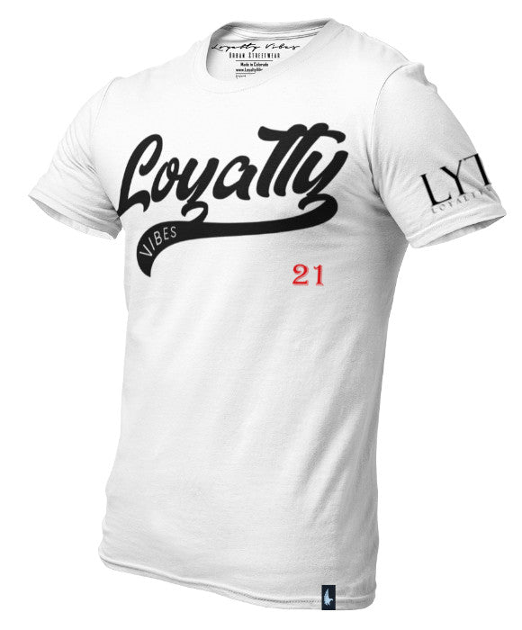 Loyalty Vibes Varsity 21 Loyalty T-Shirt White Loyalty Vibes