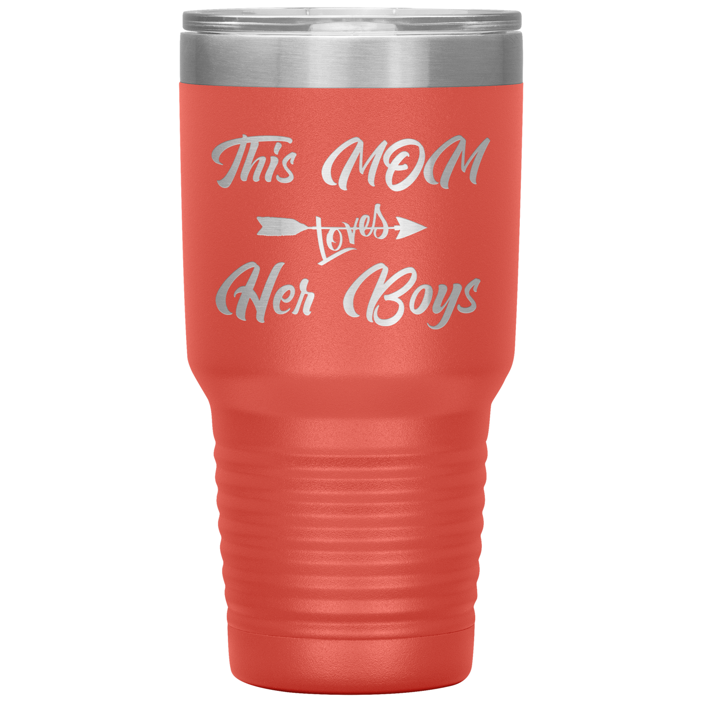 This Mom Loves Her Boys Tumbler Coral