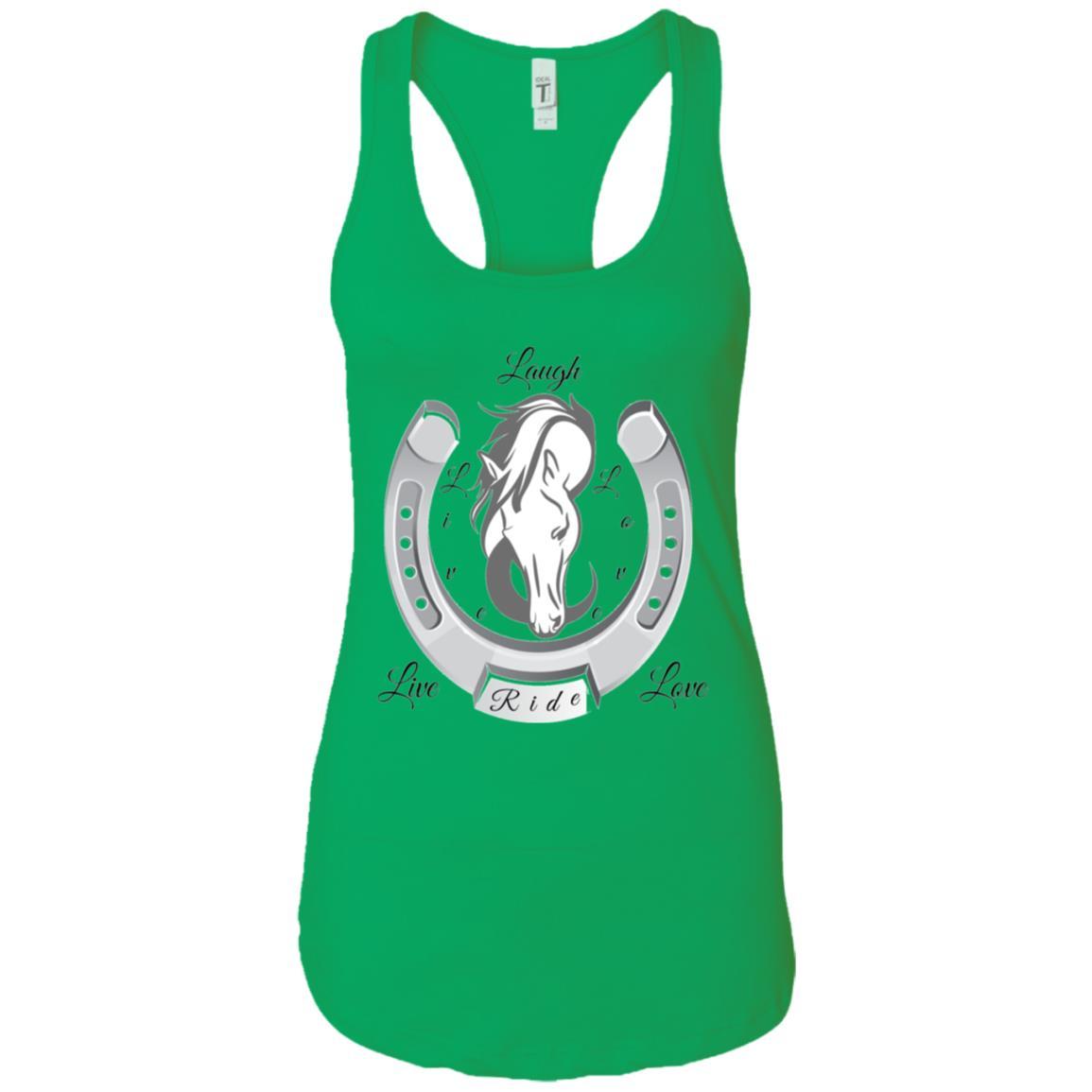 Live Laugh Love Ride Racerback Tank Top For Women Green Loyalty Vibes