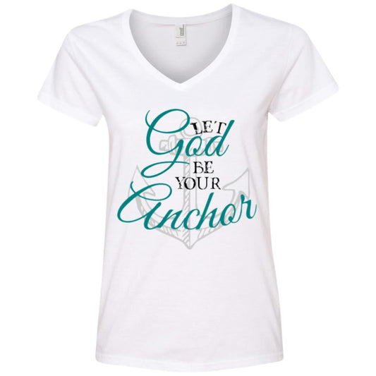 God's Anchor V-Neck T-Shirt White Loyalty Vibes