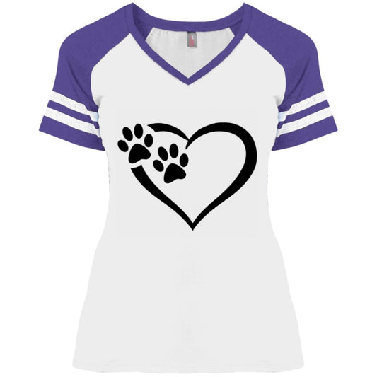 Ladies' Paws Of Passion Crossover T-Shirt White Heather Purple Loyalty Vibes