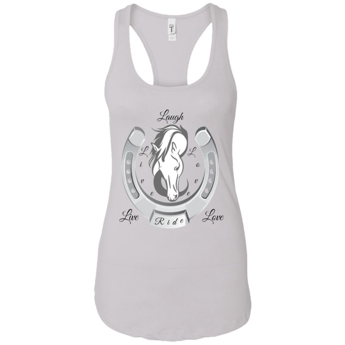 Live Laugh Love Ride Racerback Tank Top For Women White Loyalty Vibes