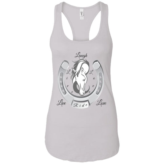 Live Laugh Love Ride Racerback Tank Top For Women White Loyalty Vibes