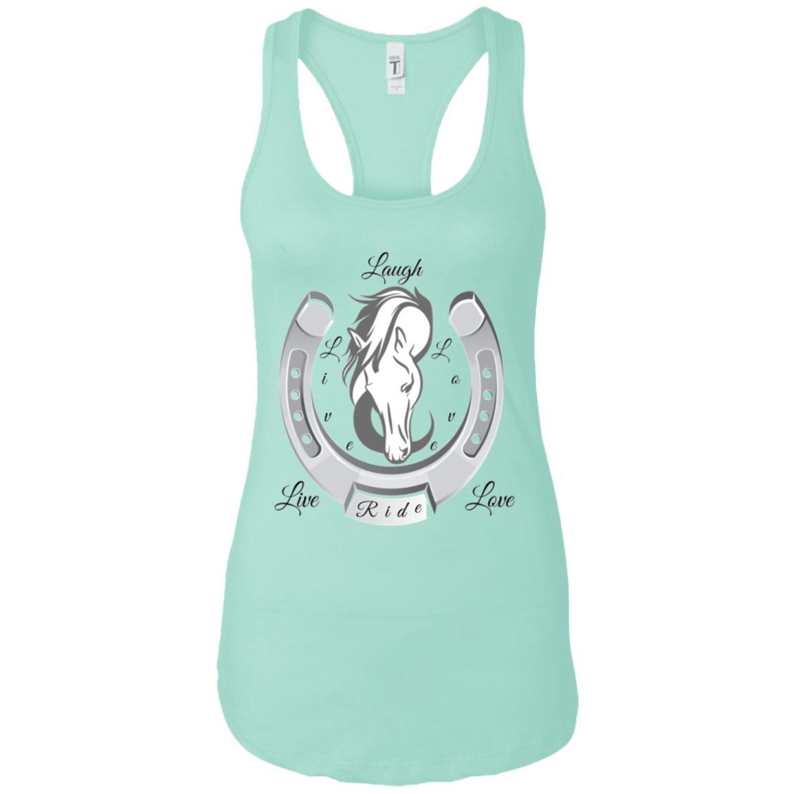 Live Laugh Love Ride Racerback Tank Top For Women Mint Loyalty Vibes