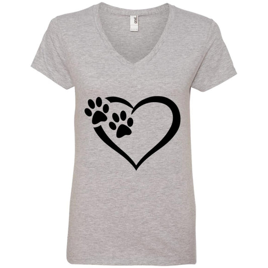 Paws Of Passion V-Neck T-Shirt Heather Grey Loyalty Vibes