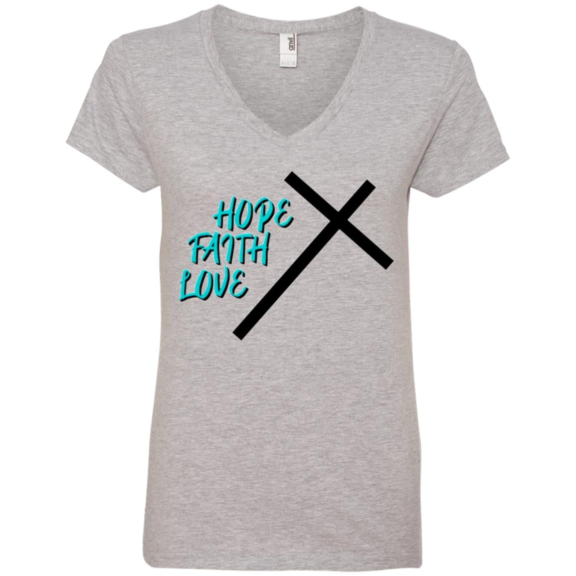 Hope Faith Love T-Shirt Heather Grey Loyalty Vibes
