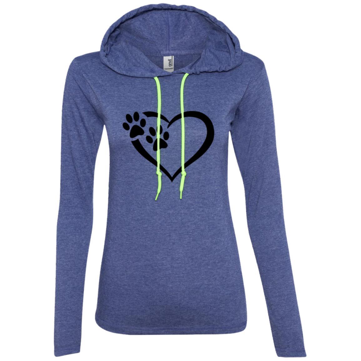Paws Of Passion Slim Fit Hoodie Heather Blue Neon Yellow - Loyalty Vibes