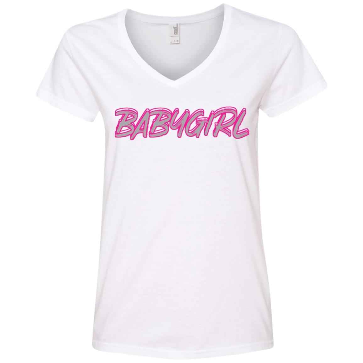 Blazin' BabyGirl V-Neck T-Shirt White - Loyalty Vibes