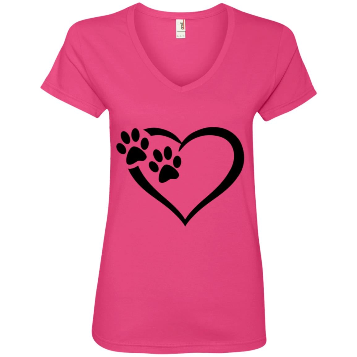 Paws Of Passion V-Neck T-Shirt Hot Pink Loyalty Vibes