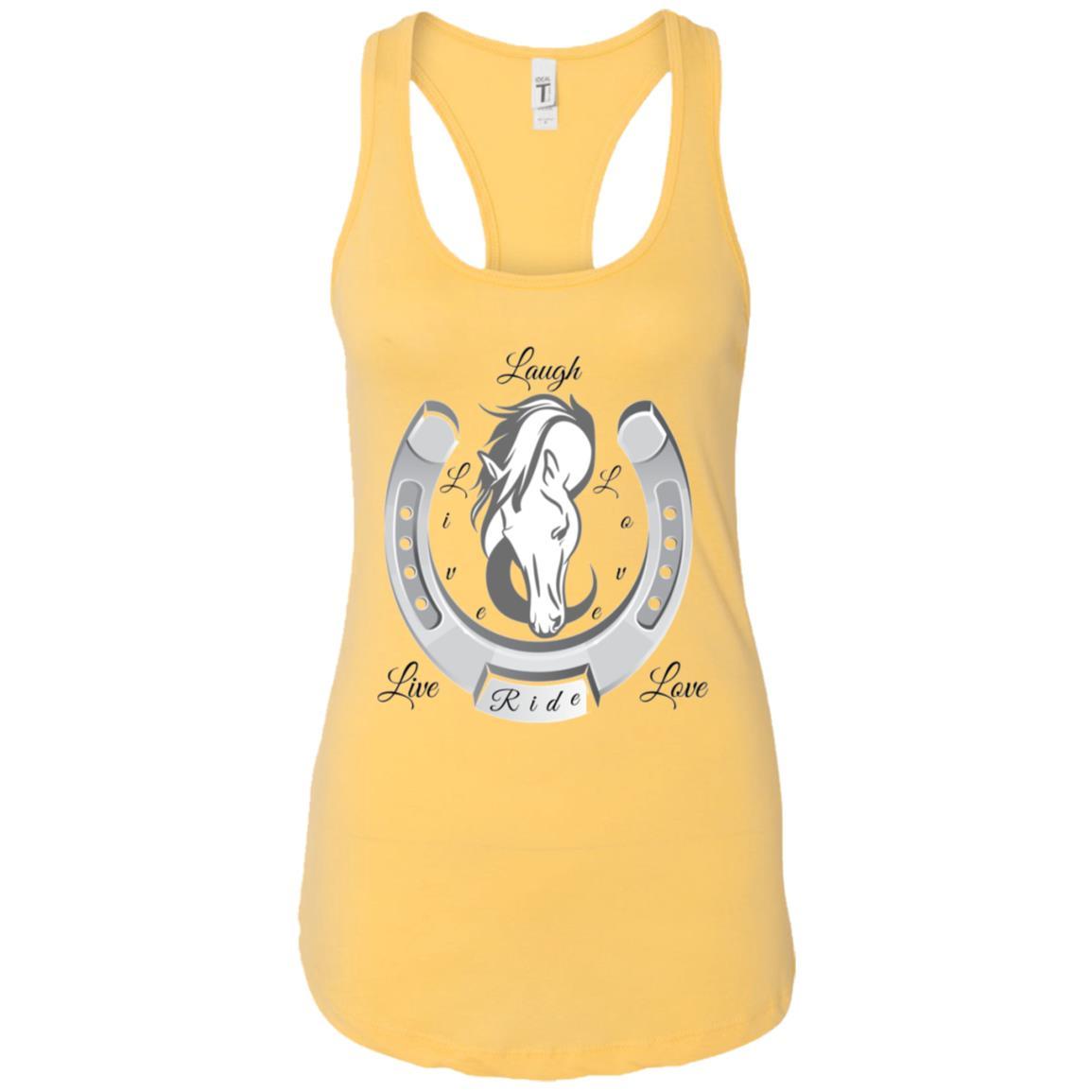 Live Laugh Love Ride Racerback Tank Top For Women Yellow Loyalty Vibes
