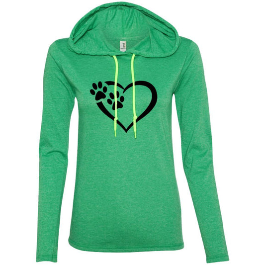 Paws Of Passion Slim Fit Hoodie Heather Green Neon Yellow Loyalty Vibes