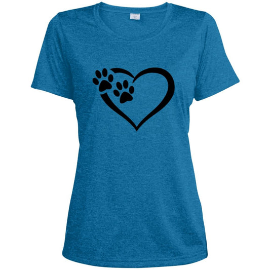 Women's Paws Of Passion T-Shirt Blue Wake Heather Loyalty Vibes