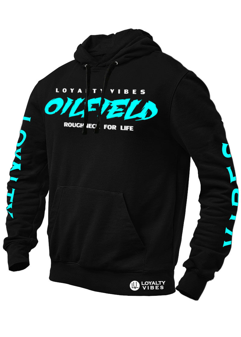 Loyalty Vibes Oilfield Roughneck Graphic Hoodie Black Aqua Loyalty Vibes