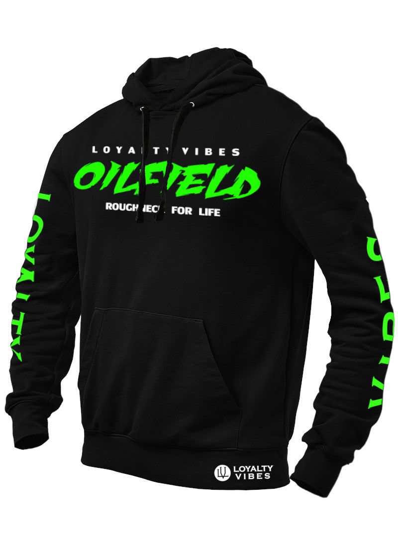 Loyalty Vibes Oilfield Roughneck Graphic Hoodie Black Green Loyalty Vibes